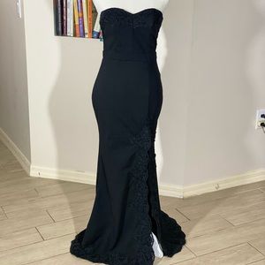 Strapless Black Lace Gown